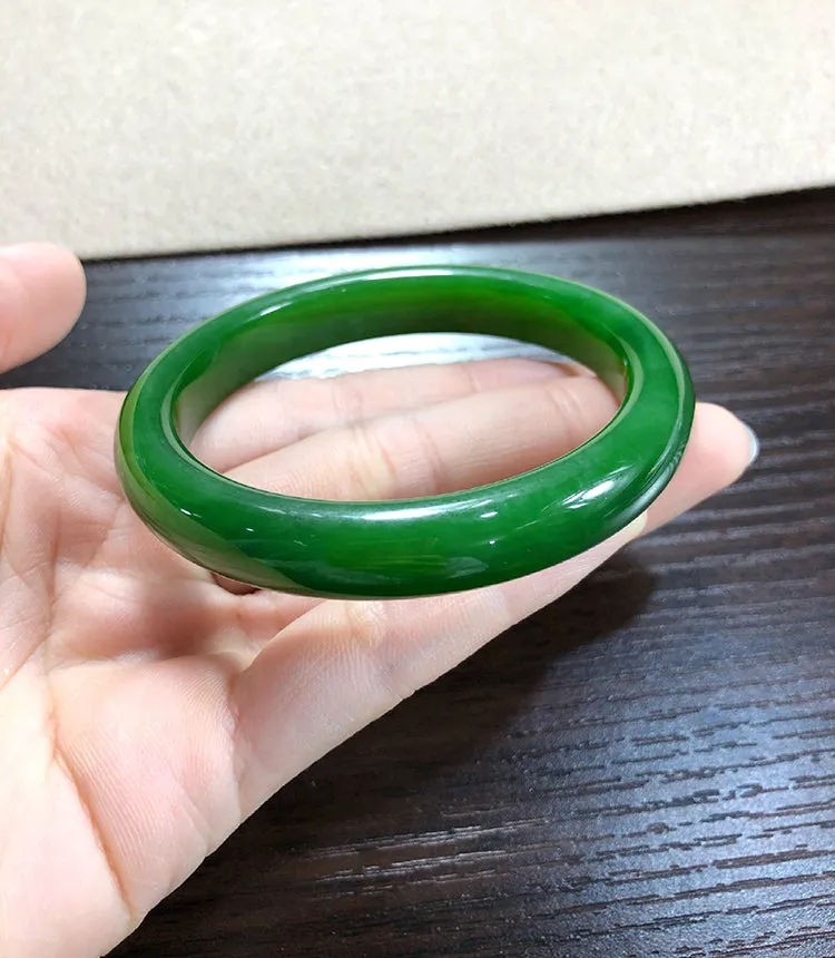 Natural Jade Bangle Nephrite Bangle Internal Diameter 58.1mm NBE013