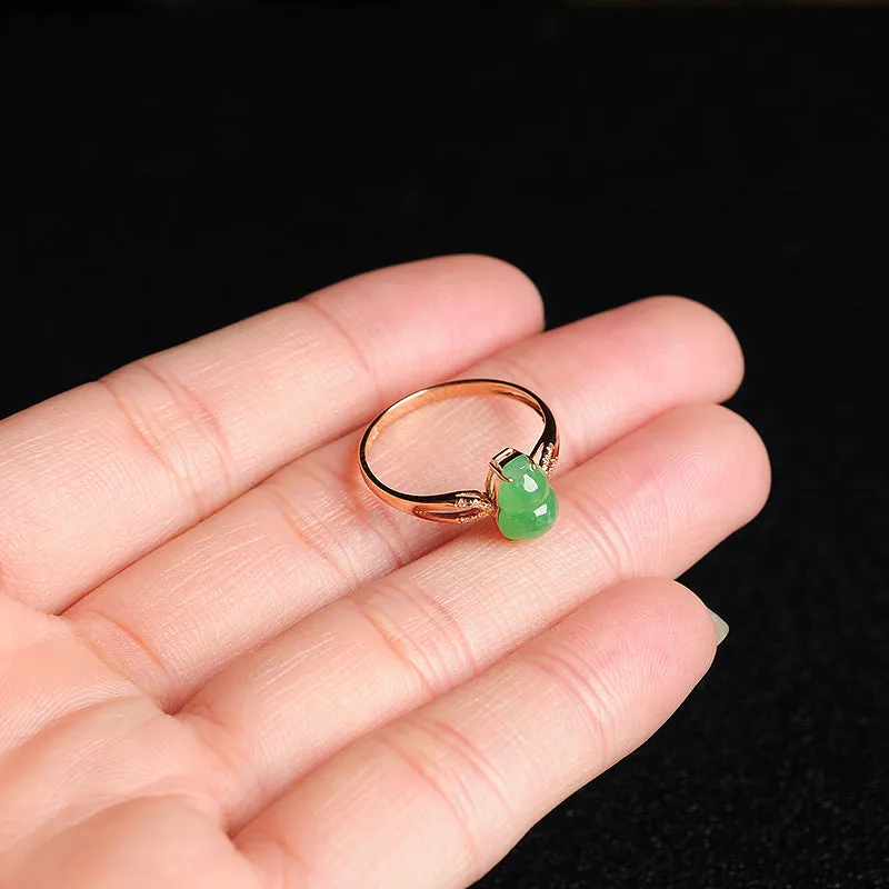 Natural Jade Ring Jadeite Gold Gourd Ring RG71