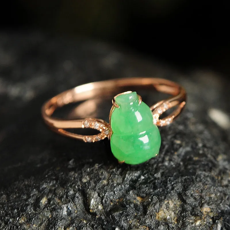Natural Jade Ring Jadeite Gold Gourd Ring RG71