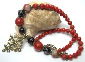 Natural Ukrainian red coral necklace Vintage coral necklace Genuine real coral Christmas gift idea for mom Gifts for her Anniversary gifts
