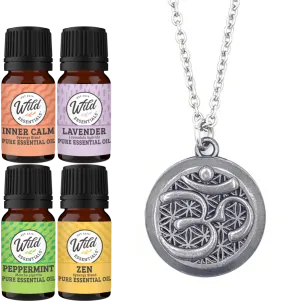 Necklace DIffuser With Oils AUM (PEWTER)