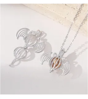 Necklace Pendant Blank Setting Halloween Charm 20x23mm Sterling Silver Fine 925 For One Bead No Prong DIY Jewelry Finding Wholesale 1pc