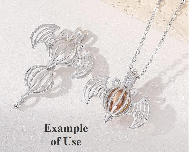 Necklace Pendant Blank Setting Halloween Charm 20x23mm Sterling Silver Fine 925 For One Bead No Prong DIY Jewelry Finding Wholesale 1pc