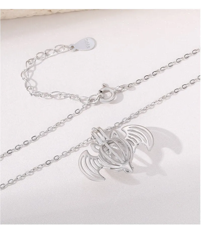 Necklace Pendant Blank Setting Halloween Charm 20x23mm Sterling Silver Fine 925 For One Bead No Prong DIY Jewelry Finding Wholesale 1pc