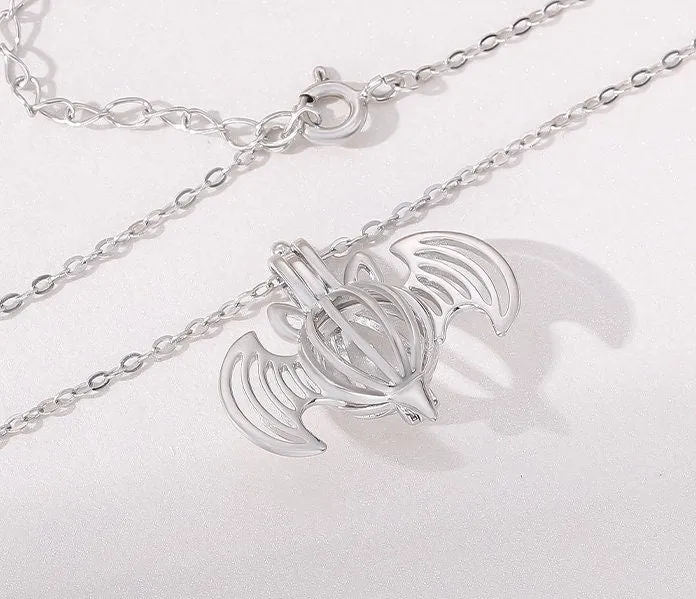 Necklace Pendant Blank Setting Halloween Charm 20x23mm Sterling Silver Fine 925 For One Bead No Prong DIY Jewelry Finding Wholesale 1pc