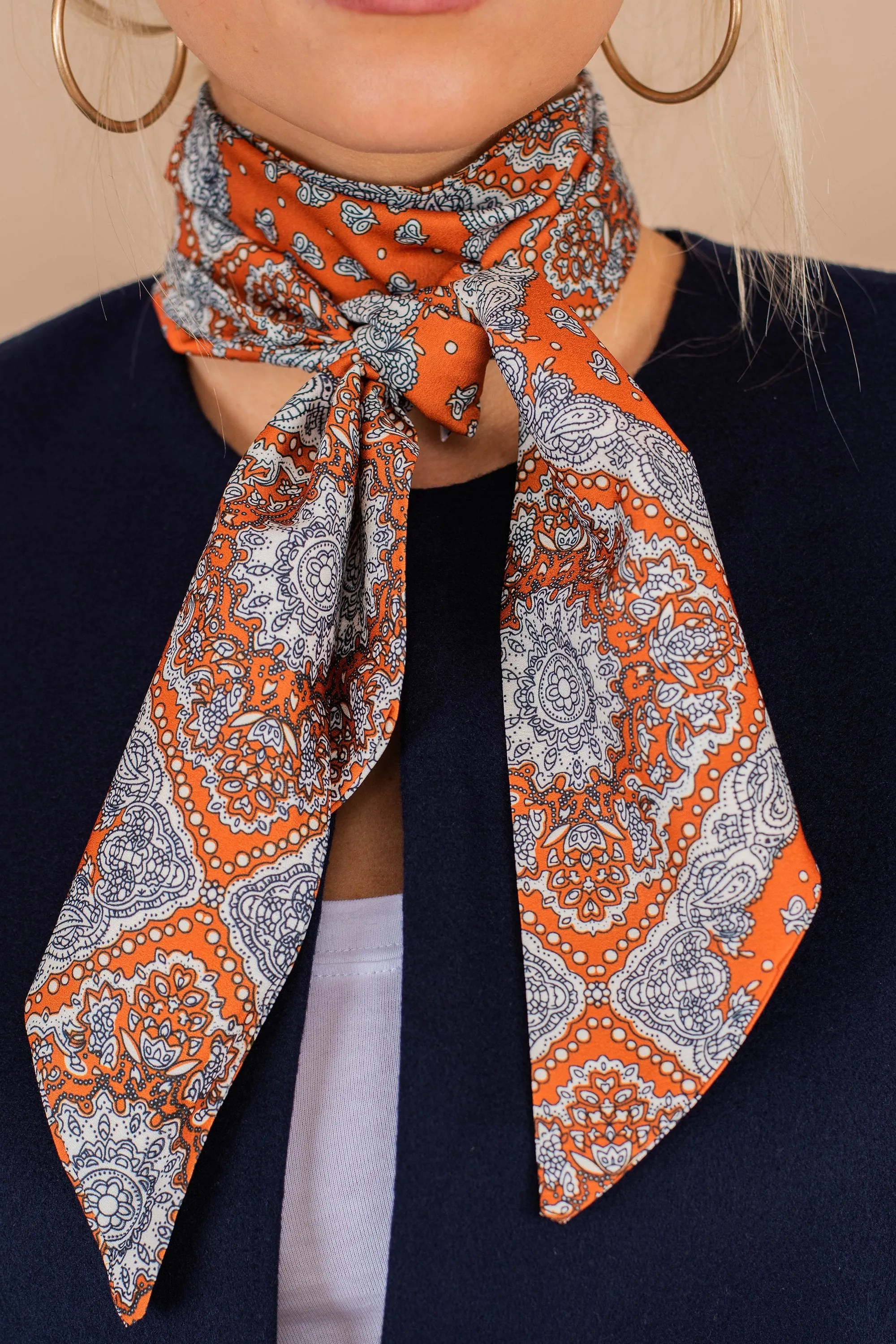 Never Looked Better Rust Orange Paisley Scarf