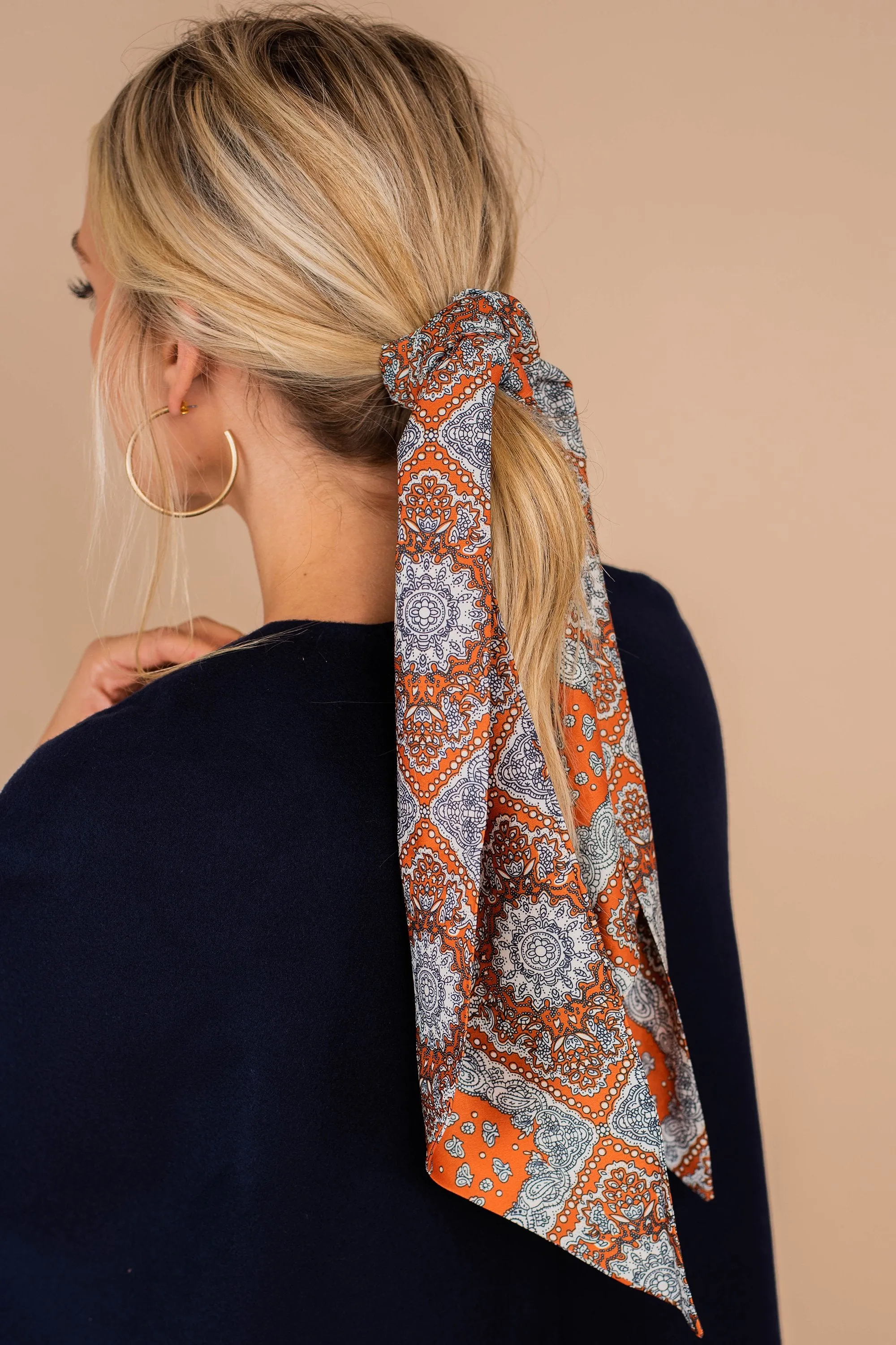 Never Looked Better Rust Orange Paisley Scarf