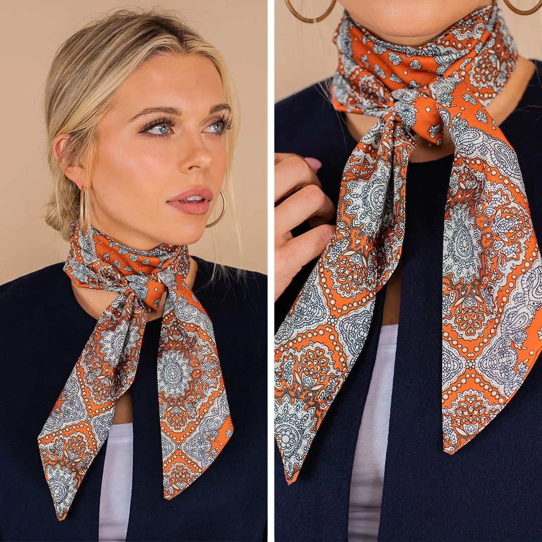 Never Looked Better Rust Orange Paisley Scarf