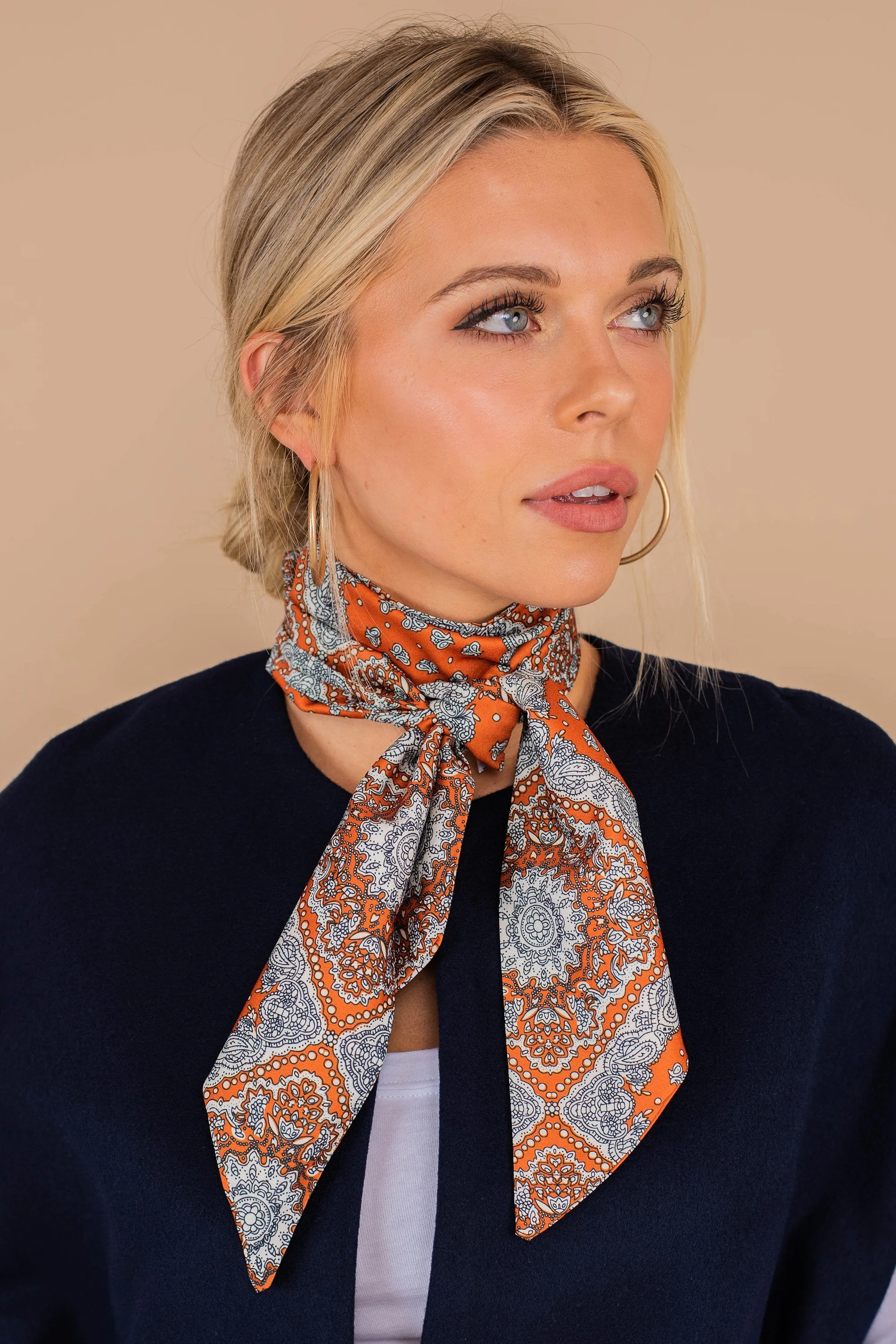 Never Looked Better Rust Orange Paisley Scarf