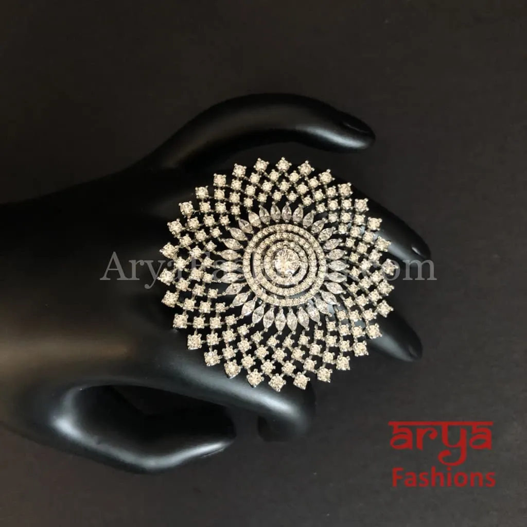 Nimisha Avira Cubic Zirconia Victorian Flower Ring