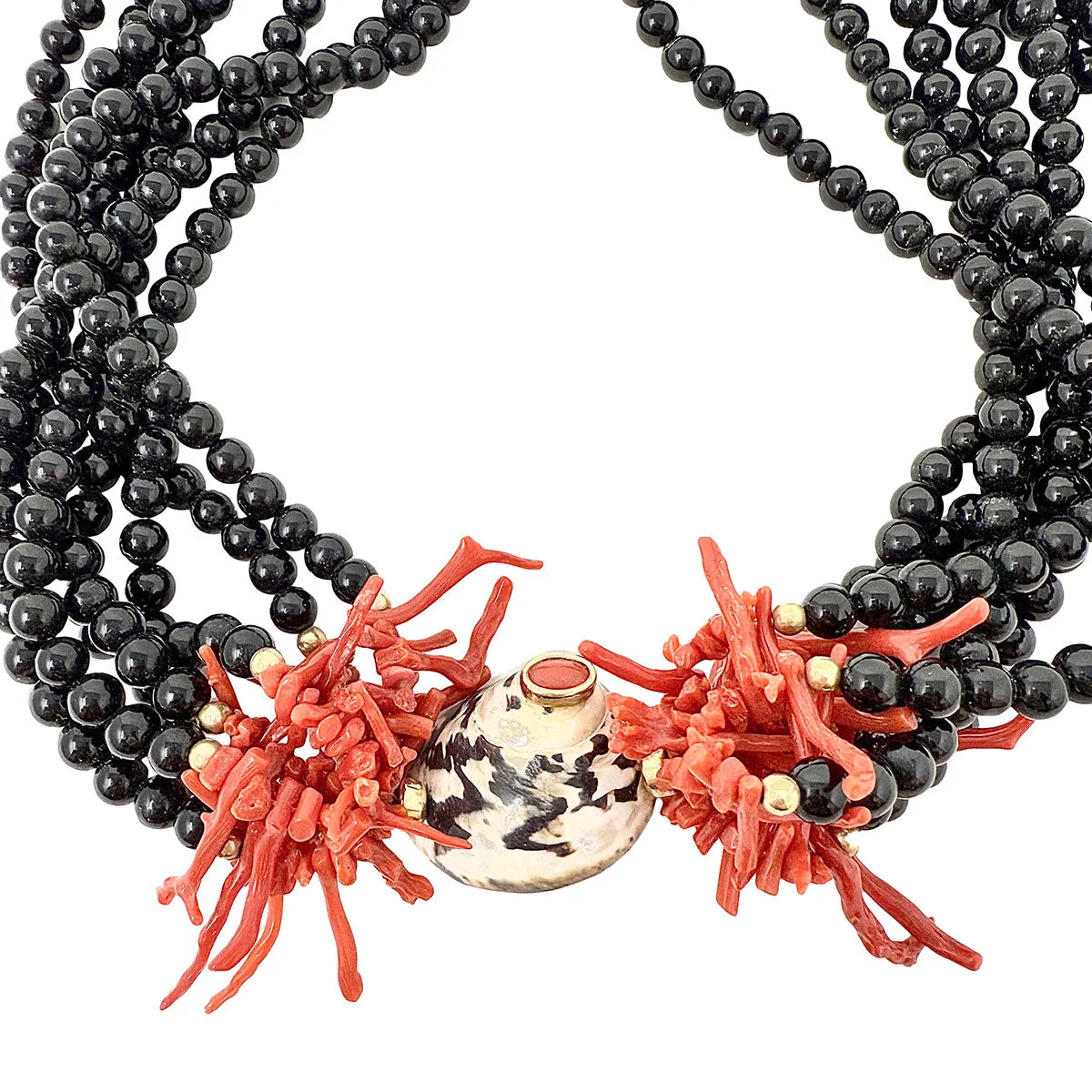 Onyx and Coral Necklace