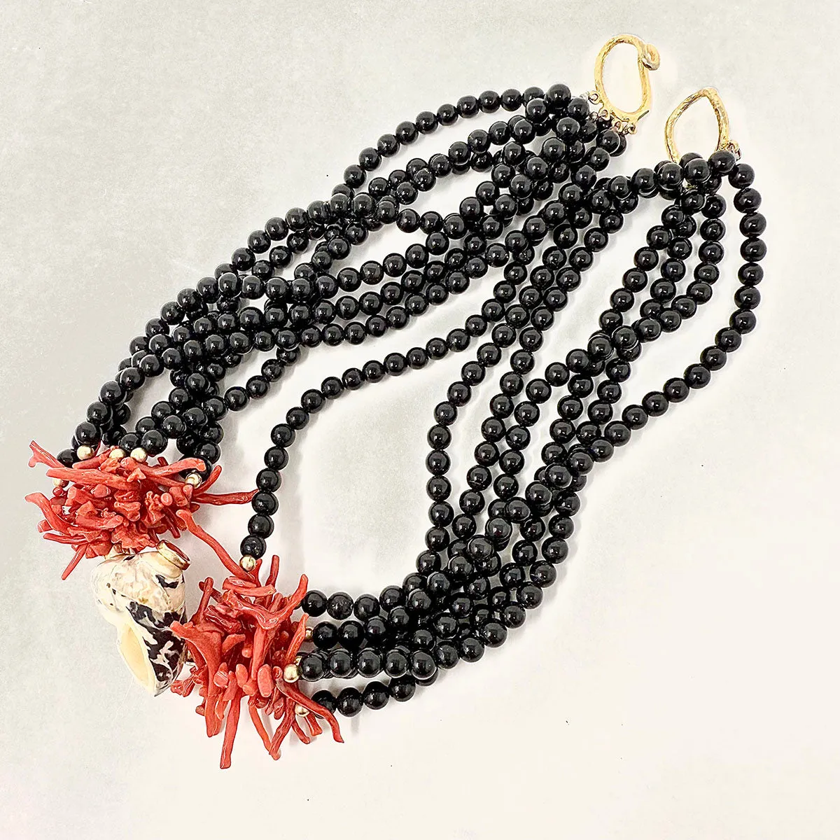 Onyx and Coral Necklace