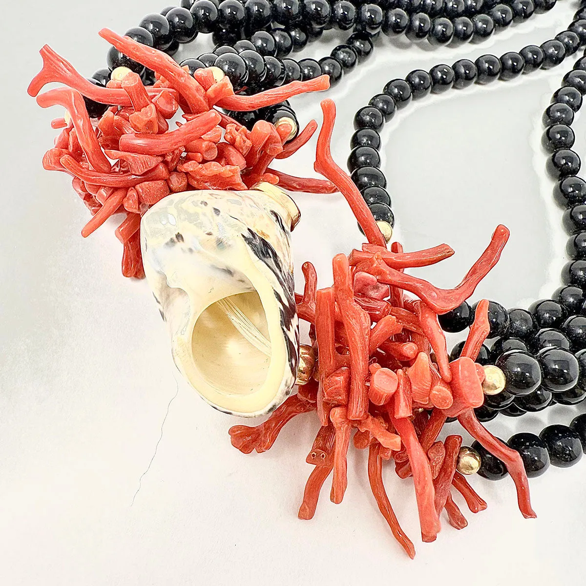 Onyx and Coral Necklace