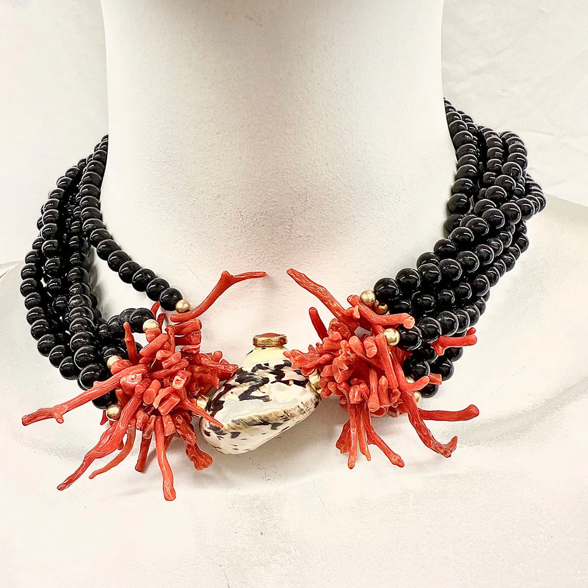 Onyx and Coral Necklace