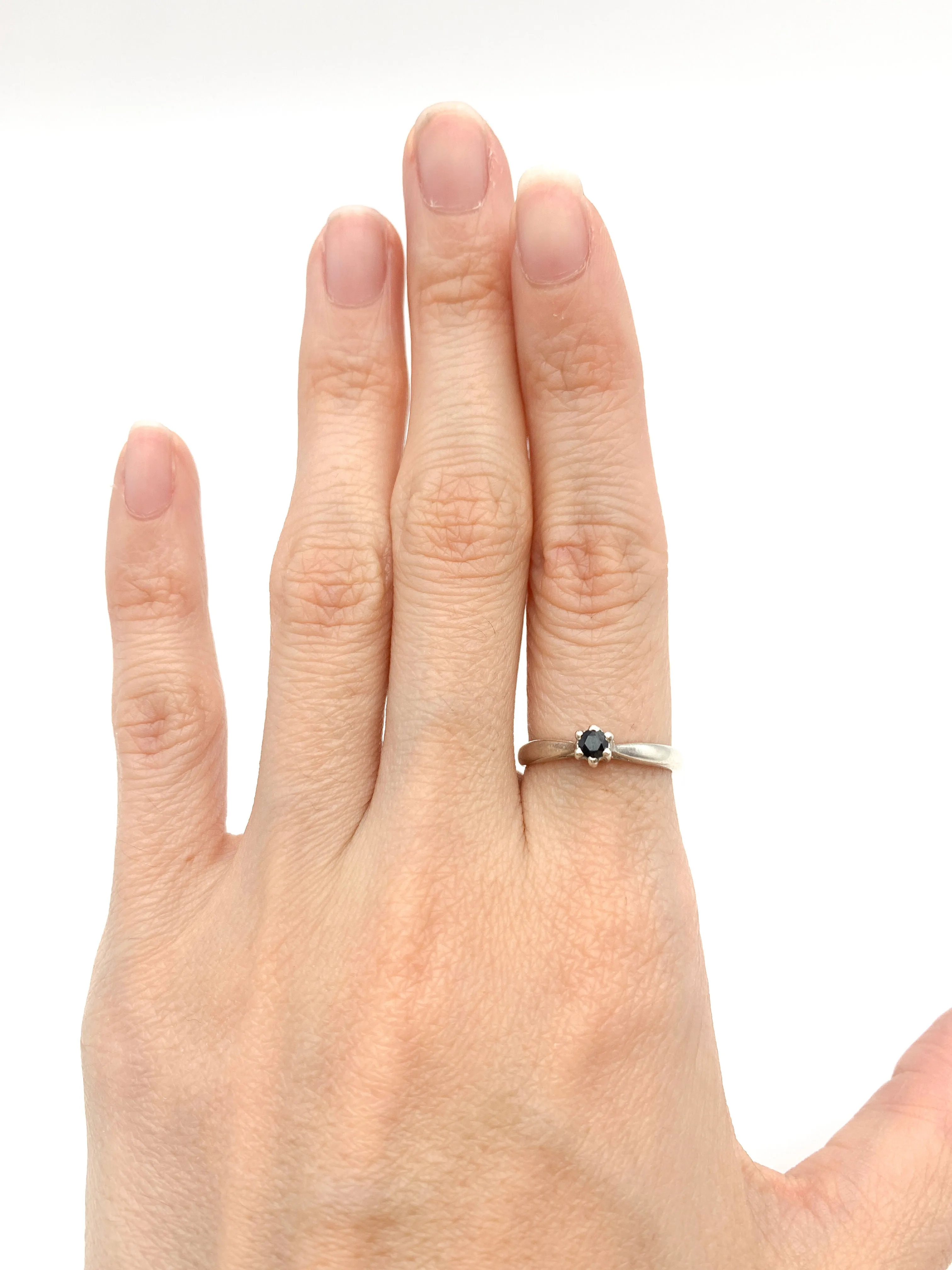 Onyx Ring - Black Solitaire Ring - Vintage Minimalist Ring