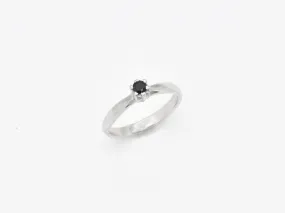 Onyx Ring - Black Solitaire Ring - Vintage Minimalist Ring