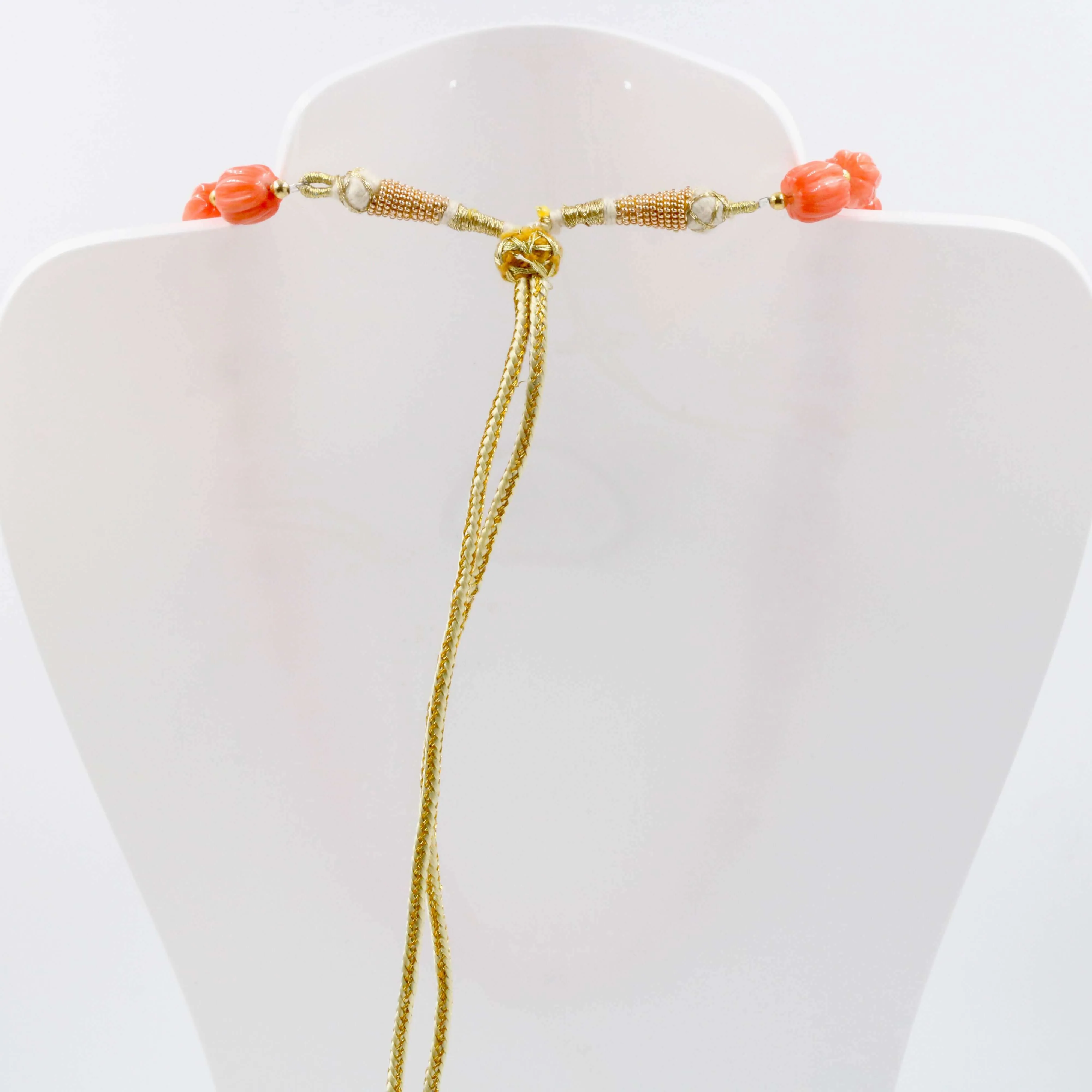 Orange Pumpkin Coral Necklace Beaded Necklace Gemstone Necklace Orange Necklace Long Necklace Indian Necklace Sarafa Necklace SKU: 6143086