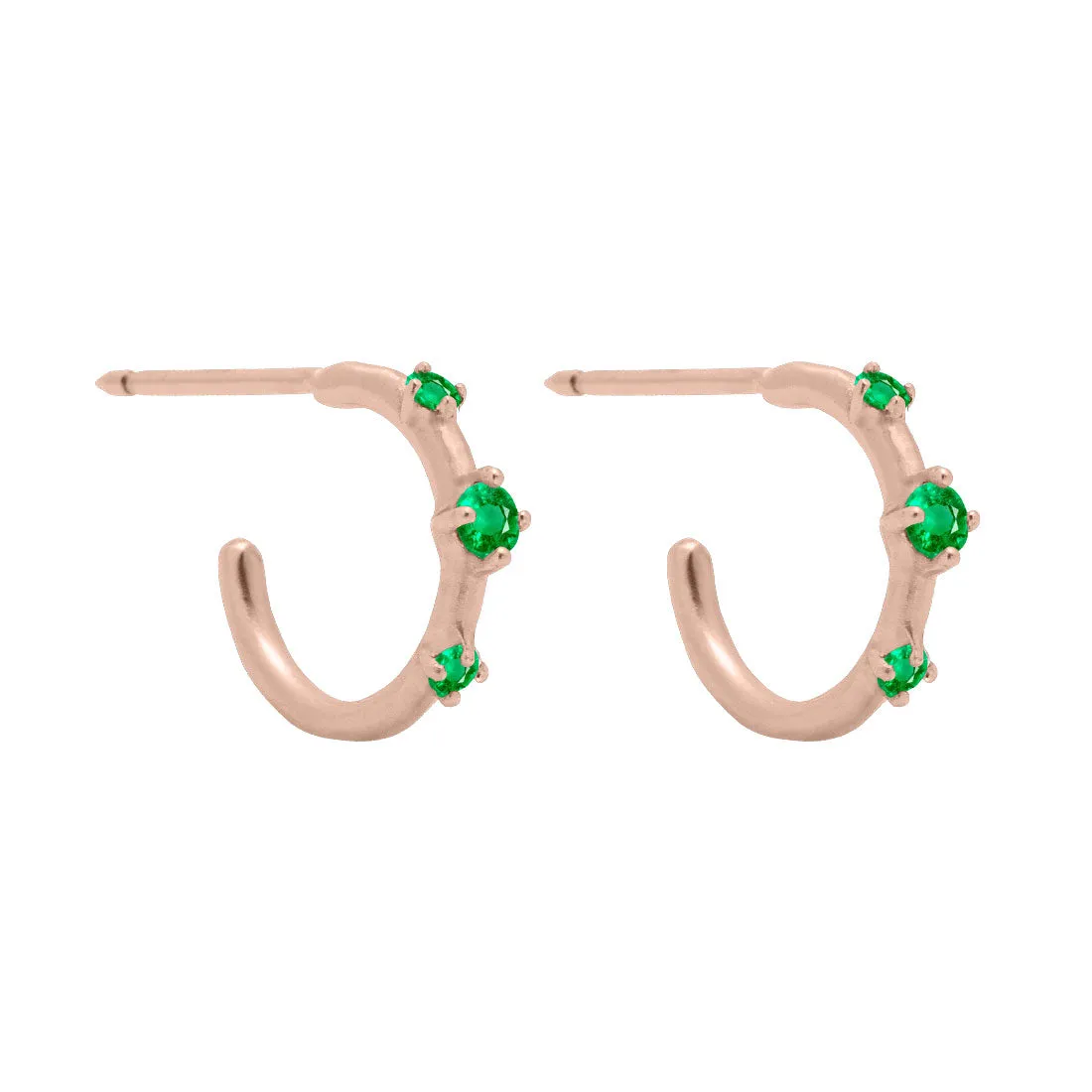 Orion's Belt Hoops, Mini, Emerald