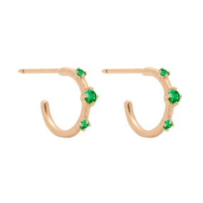 Orion's Belt Hoops, Mini, Emerald