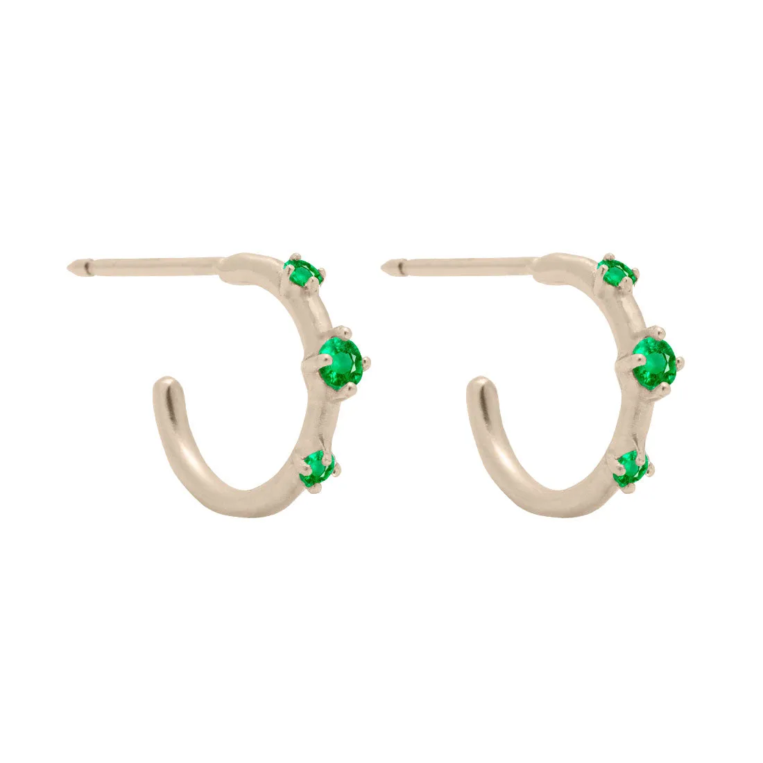 Orion's Belt Hoops, Mini, Emerald