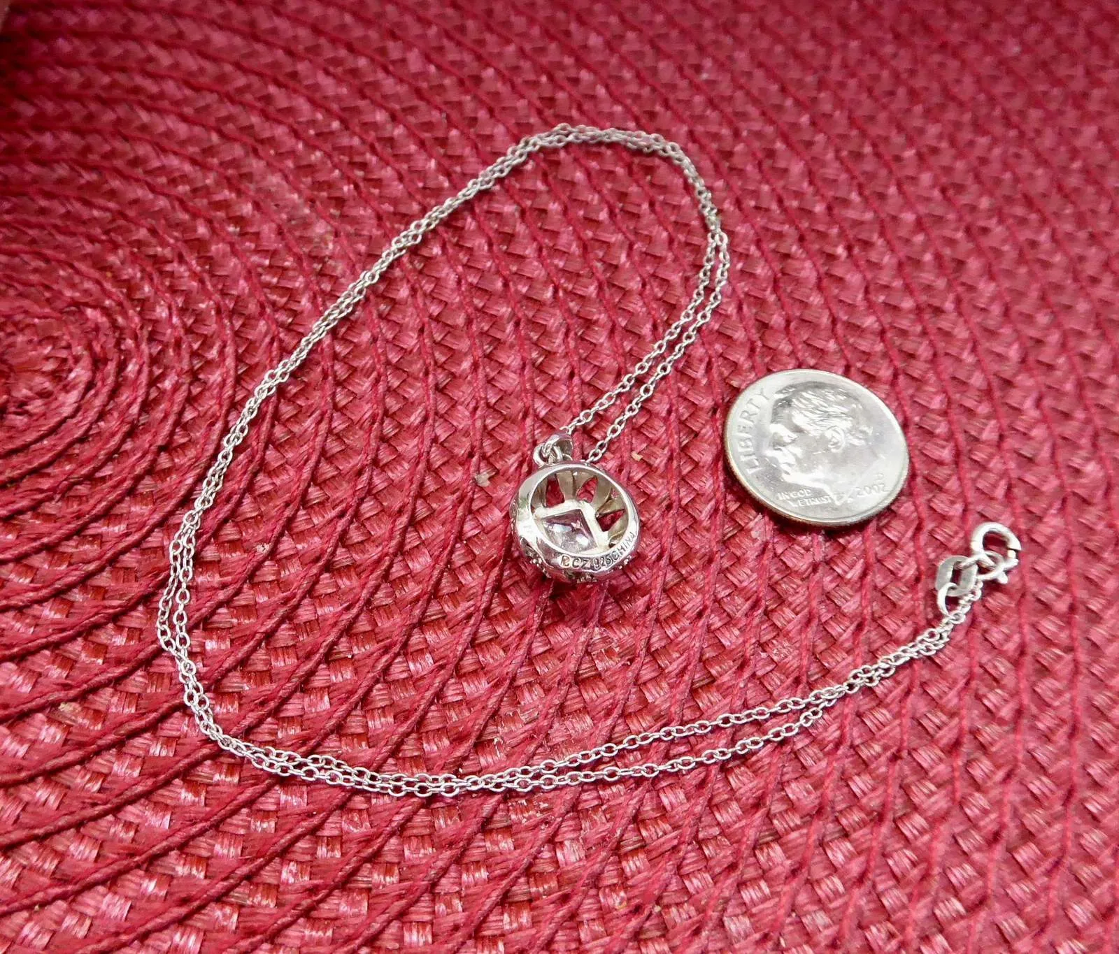 Pendant Necklace Princess Cut Square CZ Diamond Sterling Silver Mount Chain