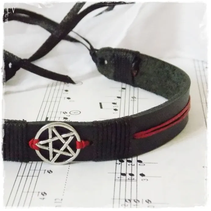 Pentacle Leather Choker