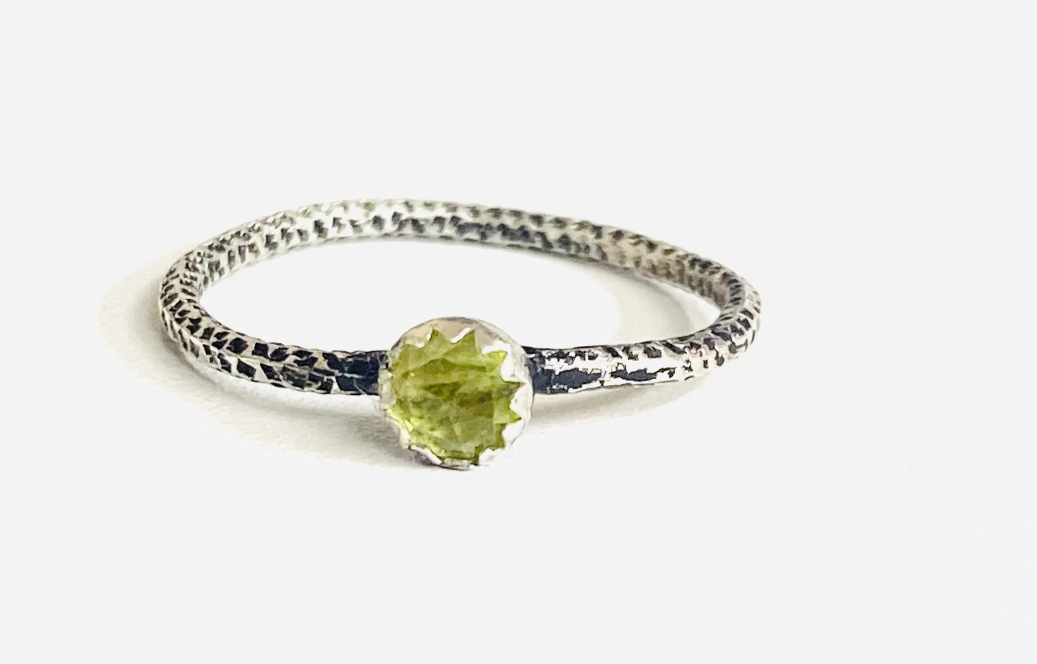 Peridot Ring, silver Ring, Gemstone, size 6.25, Stacking Ring, Silver