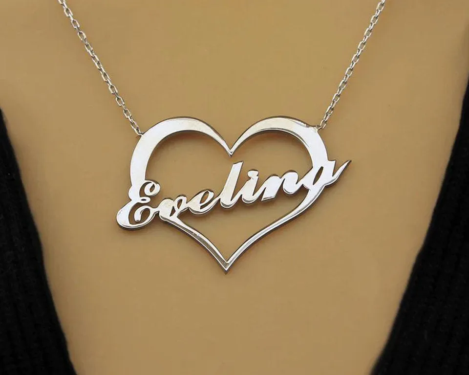 Personalized Heart Name Necklace - Anniversary Wedding Gift - Present For Wife Girlfriend - Friendship Love Necklace