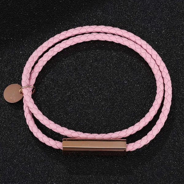 Pink Faux Leather Magnetic Bracelet (Circumference 19.5cm) 粉色人造皮革磁扣手鍊 (鍊長 19.5cm) KJBR16080