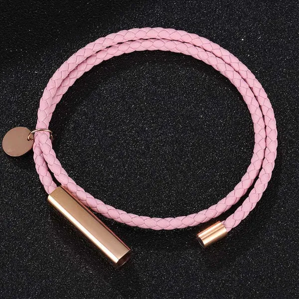 Pink Faux Leather Magnetic Bracelet (Circumference 19.5cm) 粉色人造皮革磁扣手鍊 (鍊長 19.5cm) KJBR16080