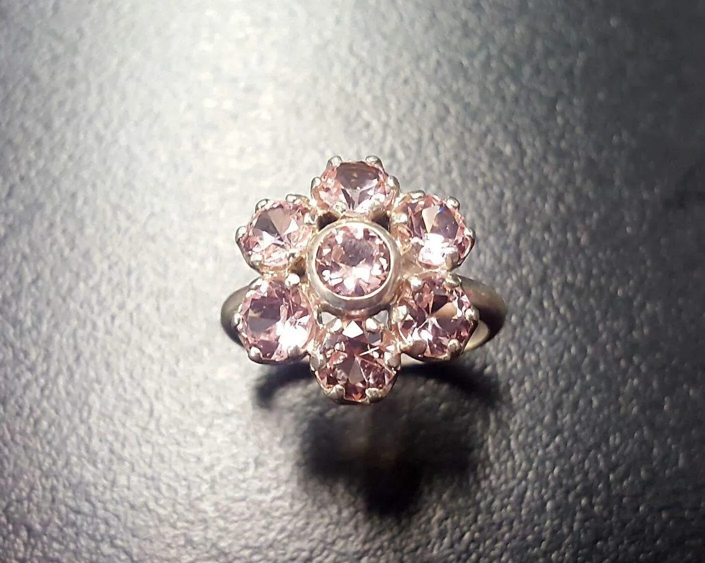 Pink Flower Ring - Large Morganite Ring - Vintage Flower Ring