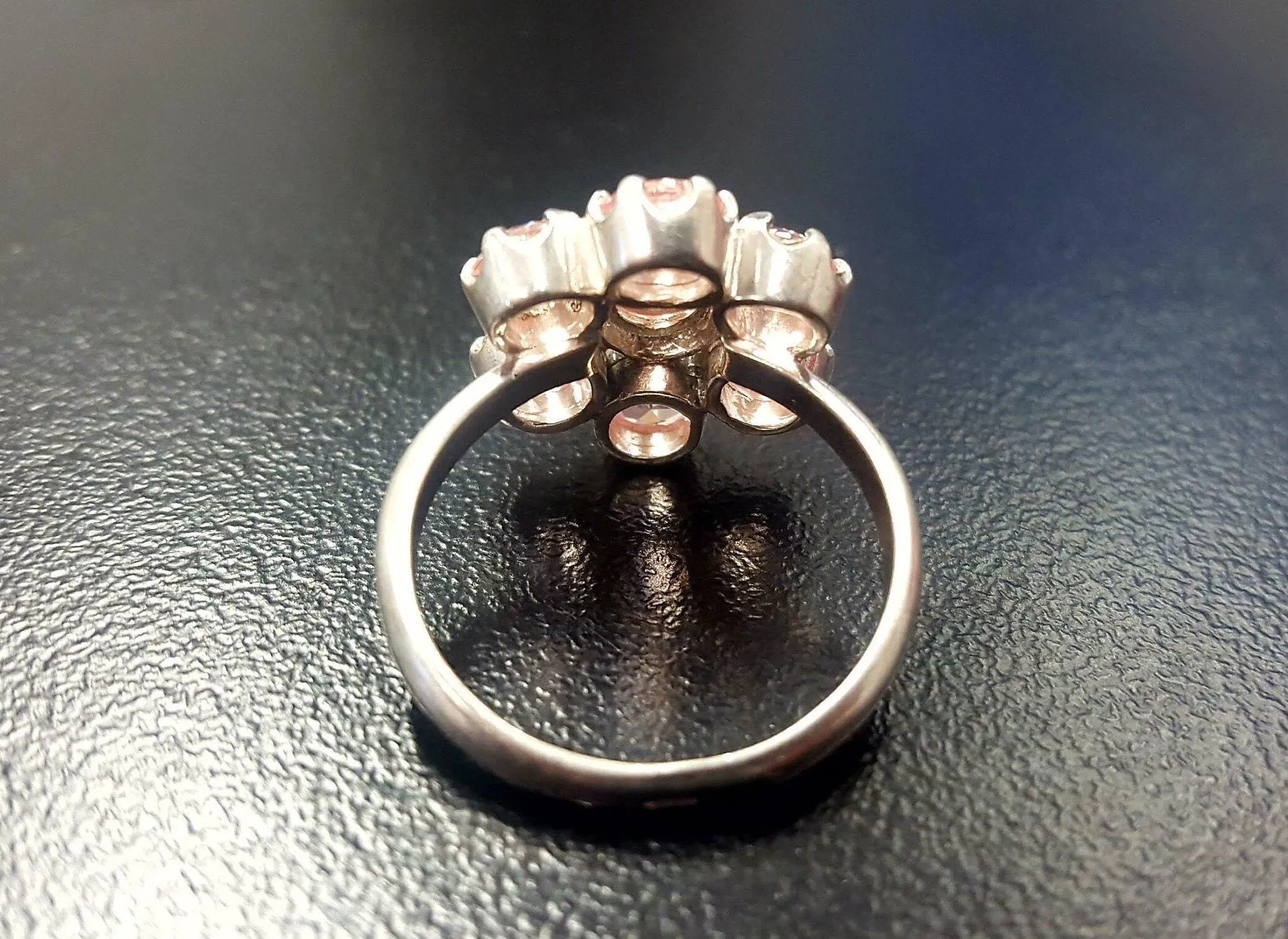 Pink Flower Ring - Large Morganite Ring - Vintage Flower Ring