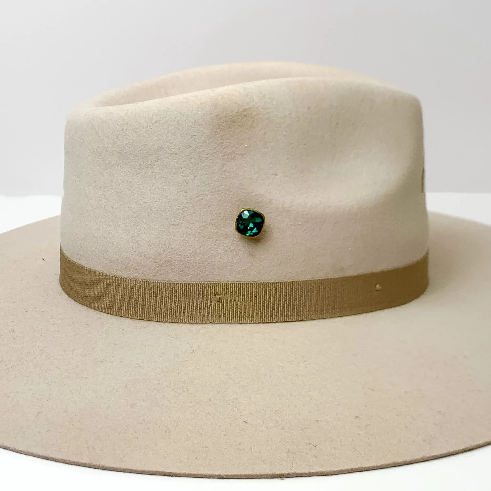 Pink Panache | Bronze Tone 12mm Hat Pin with Emerald Cushion Cut Crystal