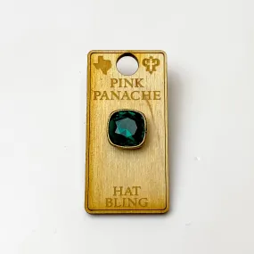 Pink Panache | Bronze Tone 12mm Hat Pin with Emerald Cushion Cut Crystal