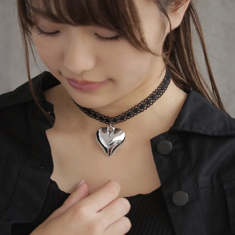Puffy Heart Choker Necklace
