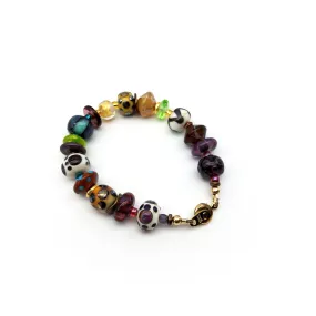 Purple and Green Glass Bead Bracelet