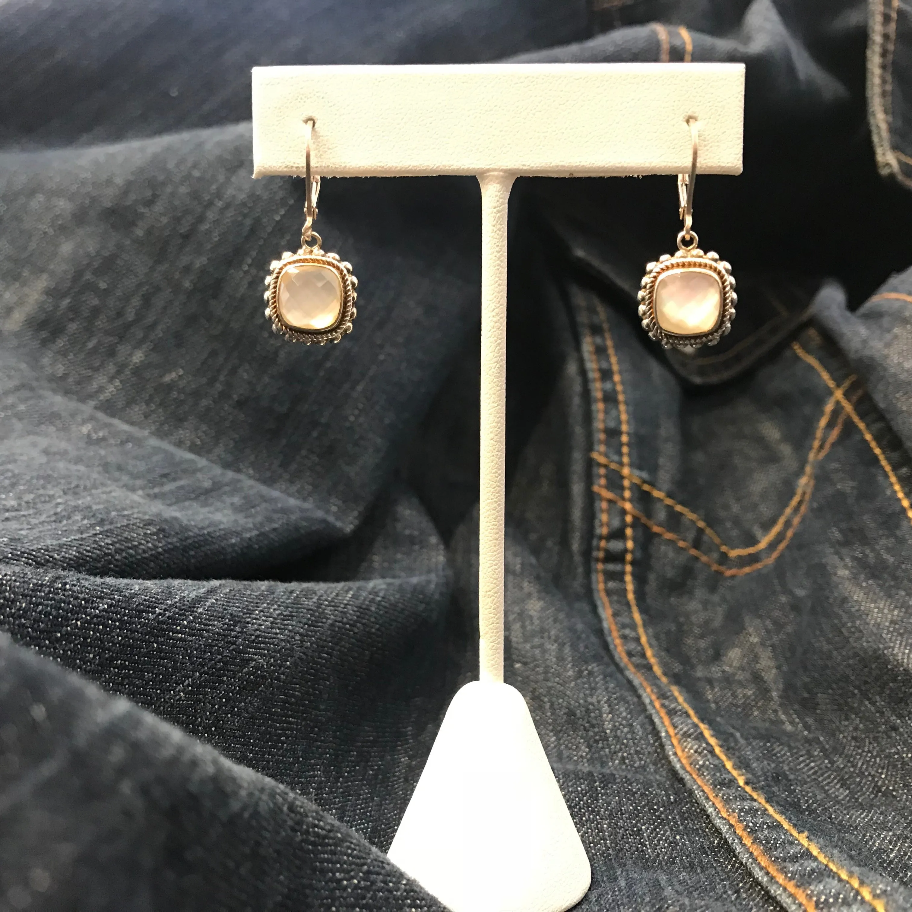 Quartz over Mother Of Pearl Earrings