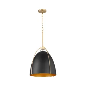 Quorum Jamie 860-1-5980 Pendant - Matte Black / Aged Brass 15" Transitional