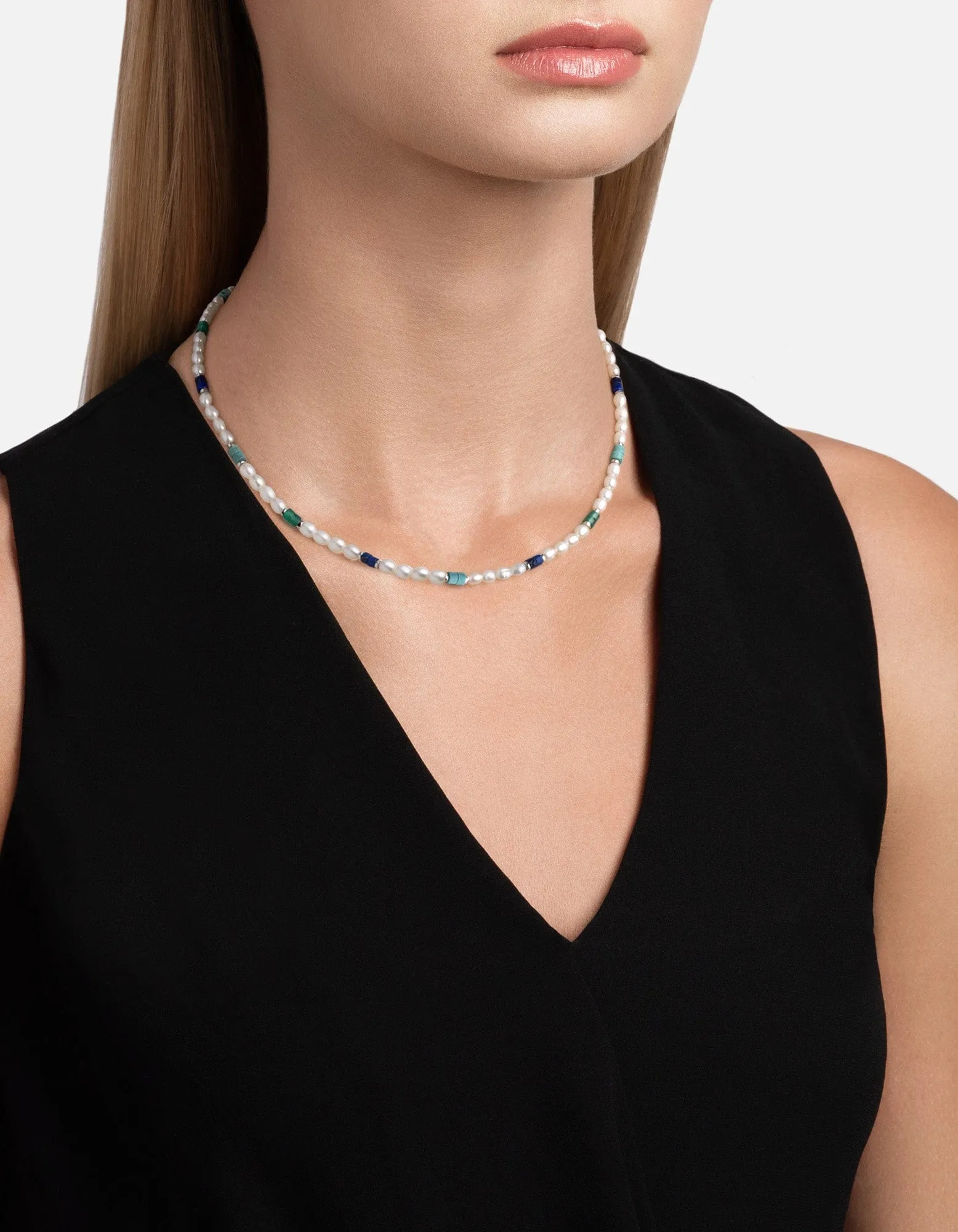 Ravi Pearl Choker, Sterling Silver