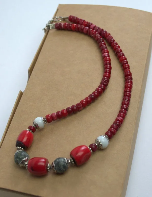 Red coral necklace for mom Ukrainian coral necklace gift for her Personalized natural coral necklace Daily necklace Healing stone jewelry
