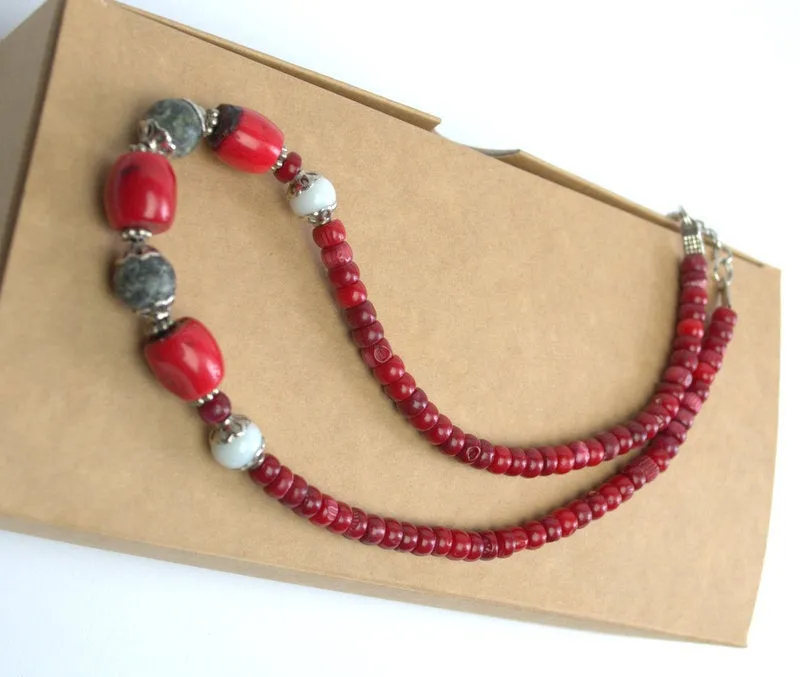Red coral necklace for mom Ukrainian coral necklace gift for her Personalized natural coral necklace Daily necklace Healing stone jewelry