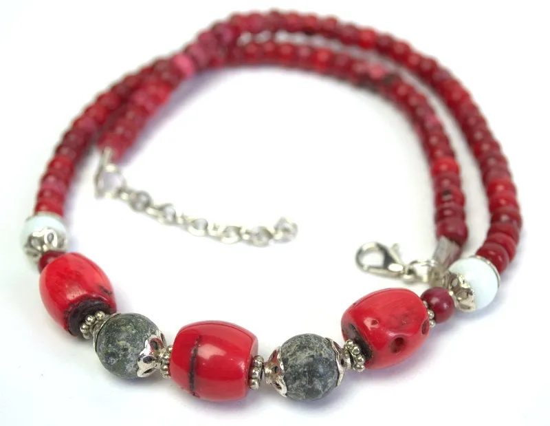 Red coral necklace for mom Ukrainian coral necklace gift for her Personalized natural coral necklace Daily necklace Healing stone jewelry