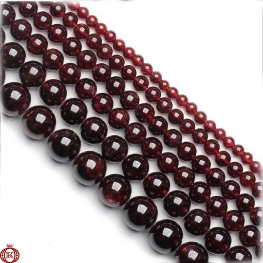 Red Garnet Beads Smooth Round
