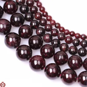Red Garnet Beads Smooth Round