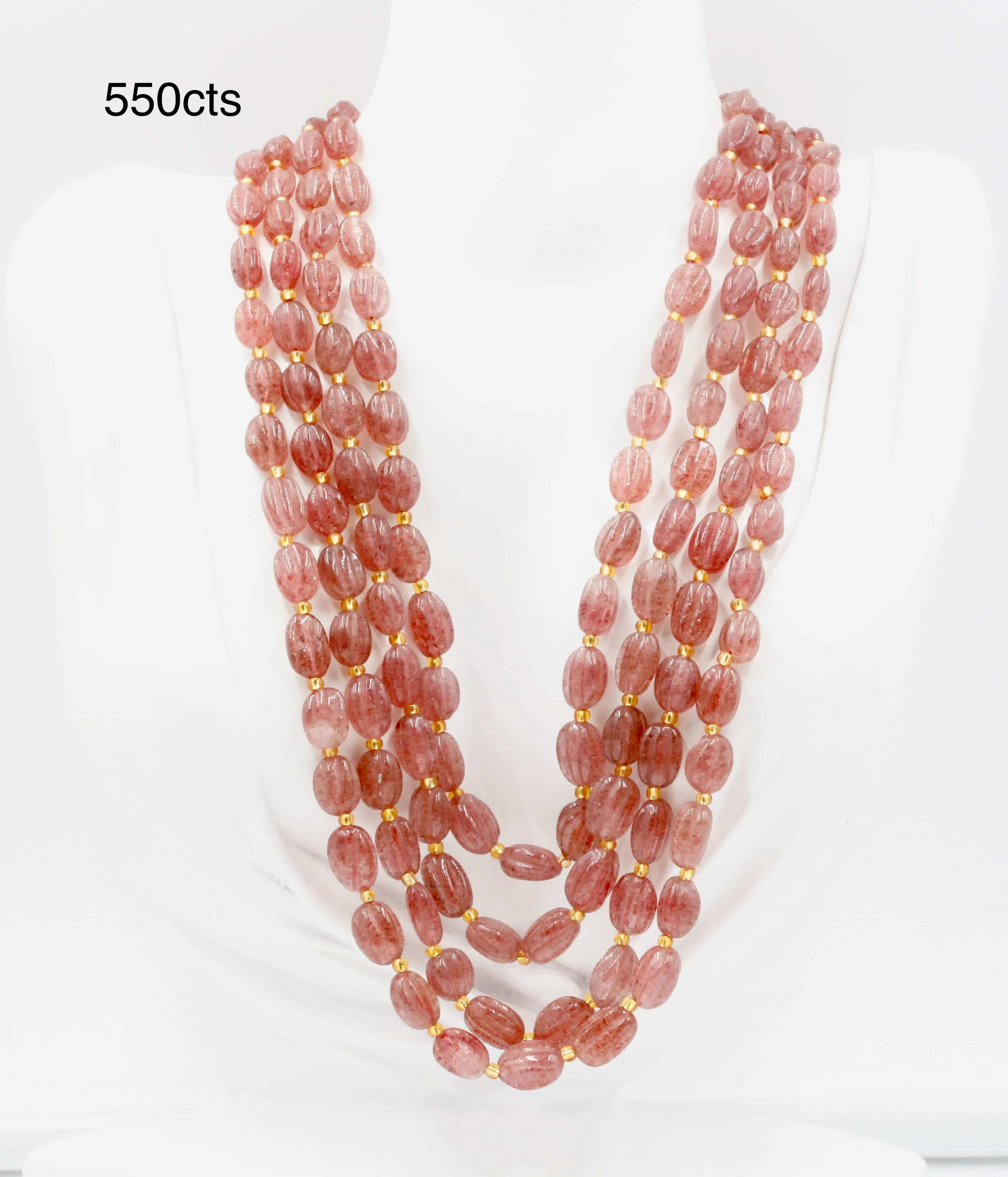 Red Strawberry Quartz Necklace Beaded Gemstone Necklace Russian Ruby Quartz Gemstone Necklace Indian Necklace Sarafa Necklace SKU 6142916