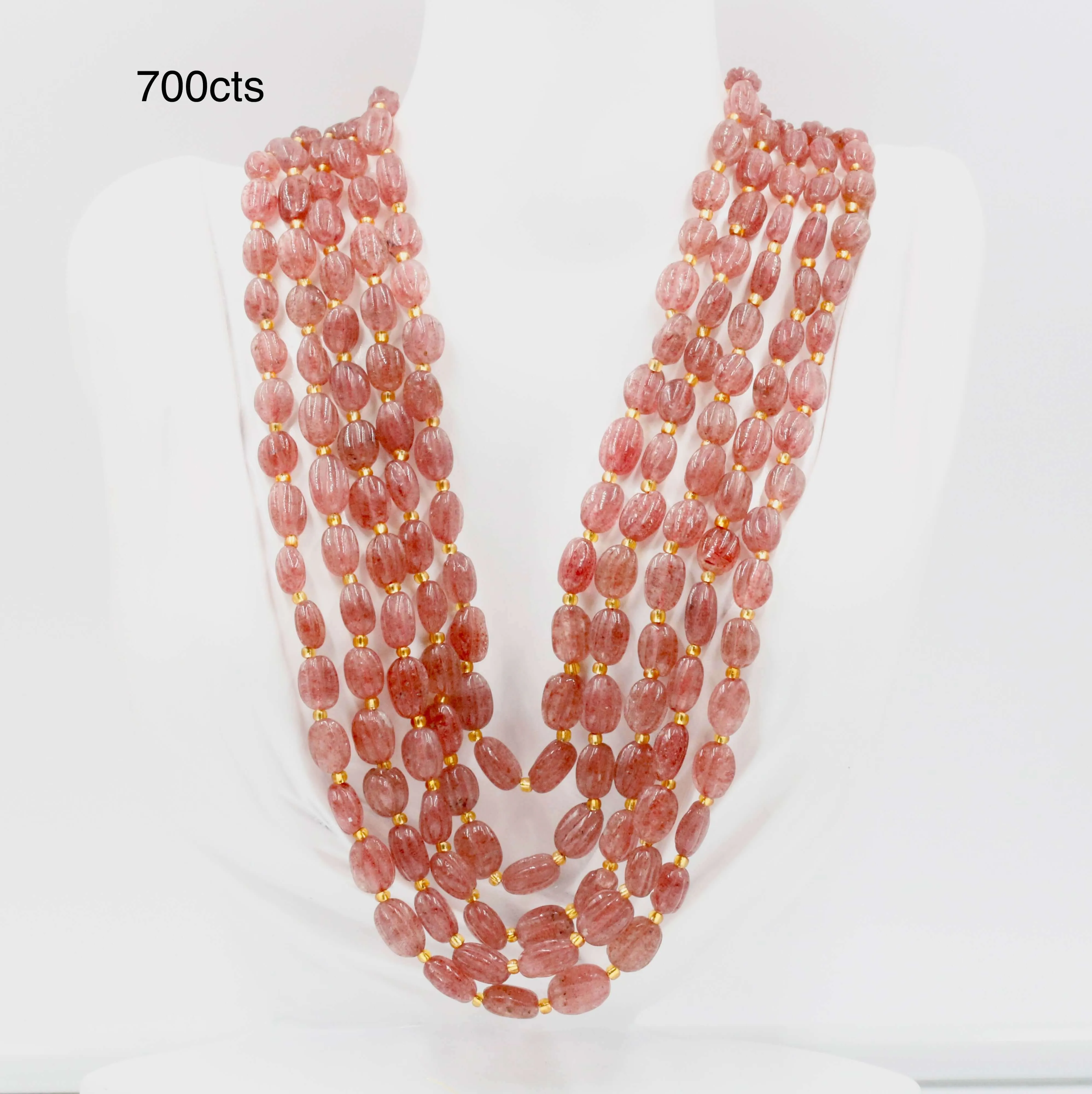 Red Strawberry Quartz Necklace Beaded Gemstone Necklace Russian Ruby Quartz Gemstone Necklace Indian Necklace Sarafa Necklace SKU 6142916
