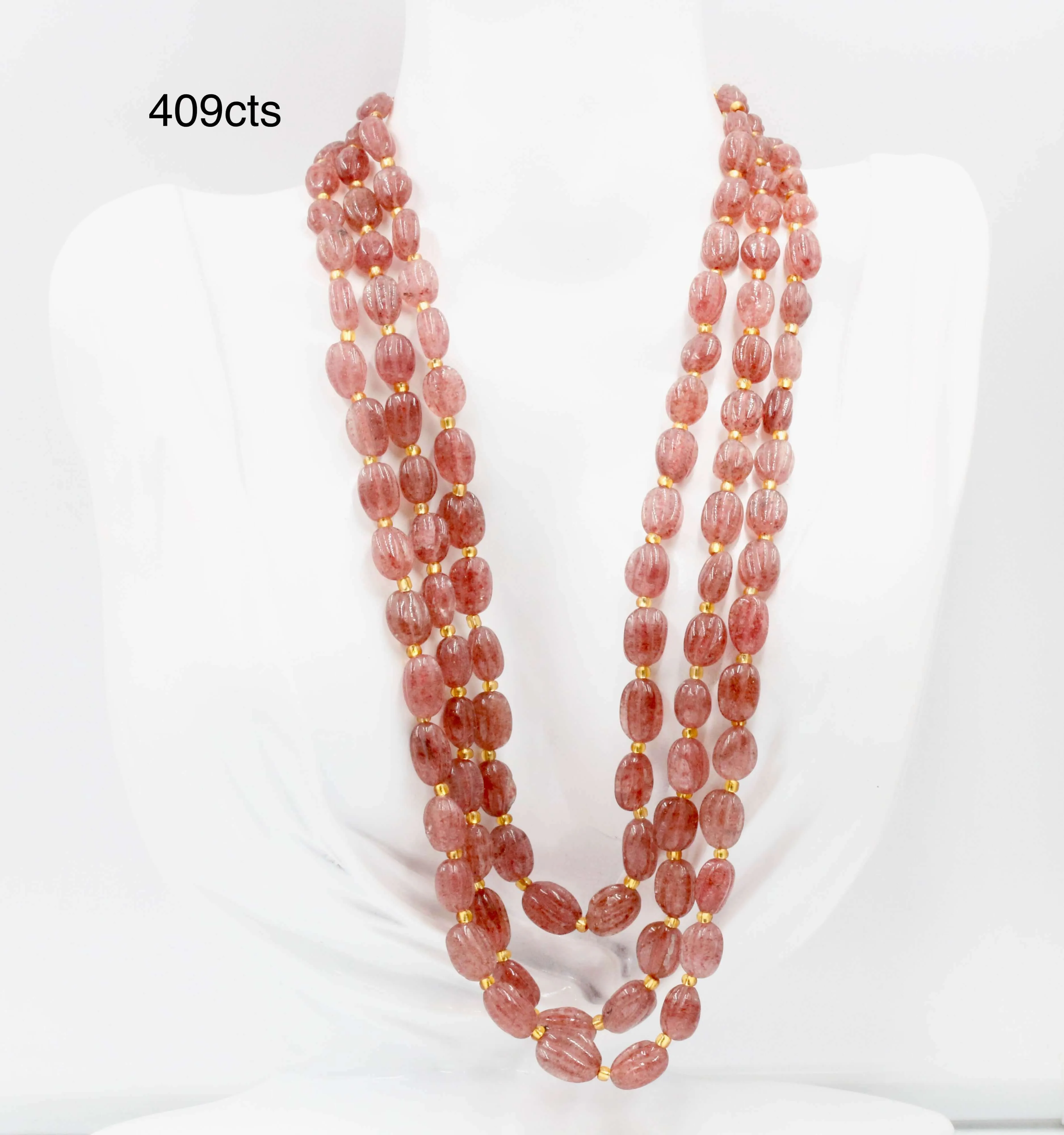 Red Strawberry Quartz Necklace Beaded Gemstone Necklace Russian Ruby Quartz Gemstone Necklace Indian Necklace Sarafa Necklace SKU 6142916