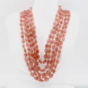 Red Strawberry Quartz Necklace Beaded Gemstone Necklace Russian Ruby Quartz Gemstone Necklace Indian Necklace Sarafa Necklace SKU 6142916