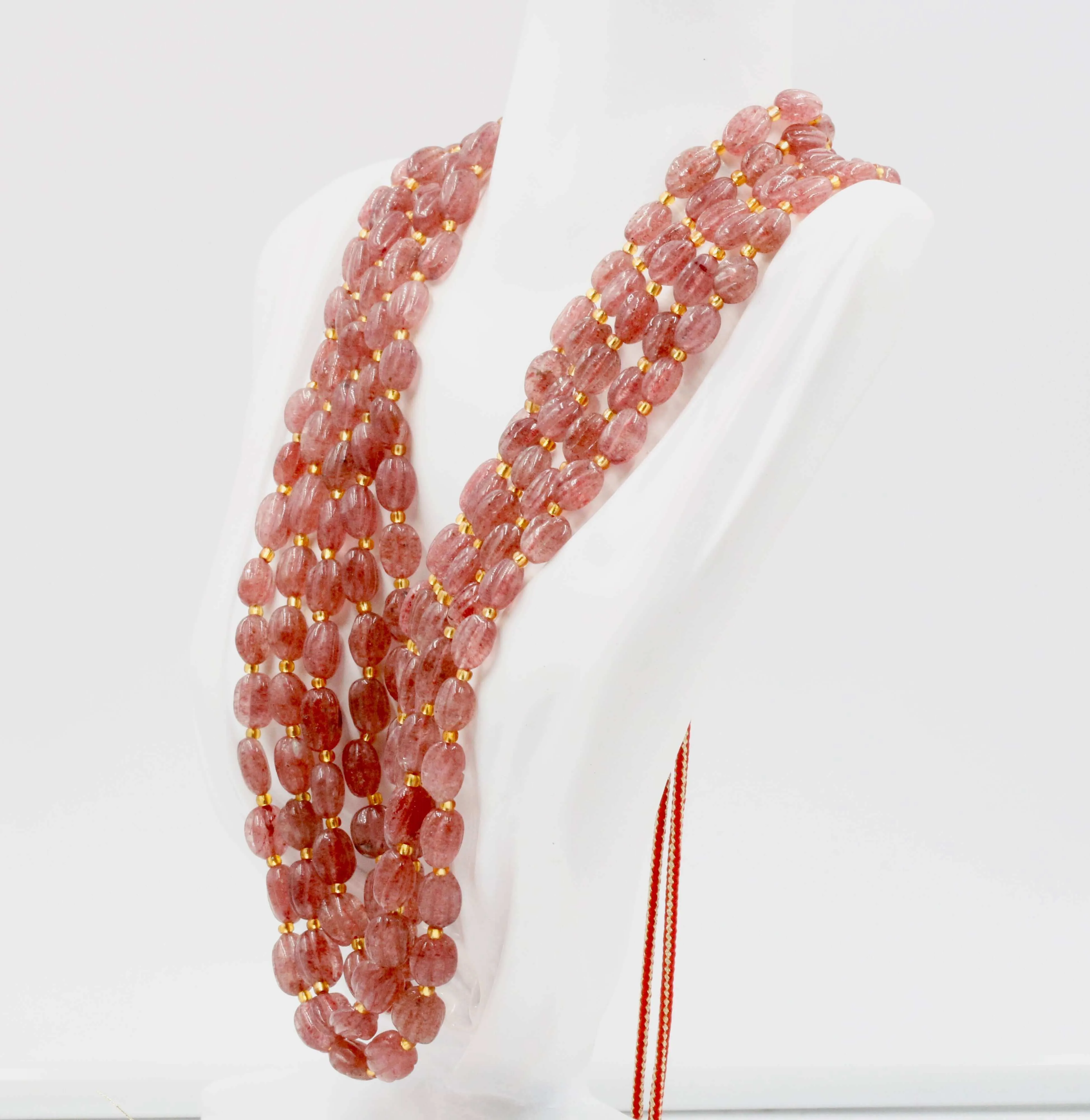 Red Strawberry Quartz Necklace Beaded Gemstone Necklace Russian Ruby Quartz Gemstone Necklace Indian Necklace Sarafa Necklace SKU 6142916