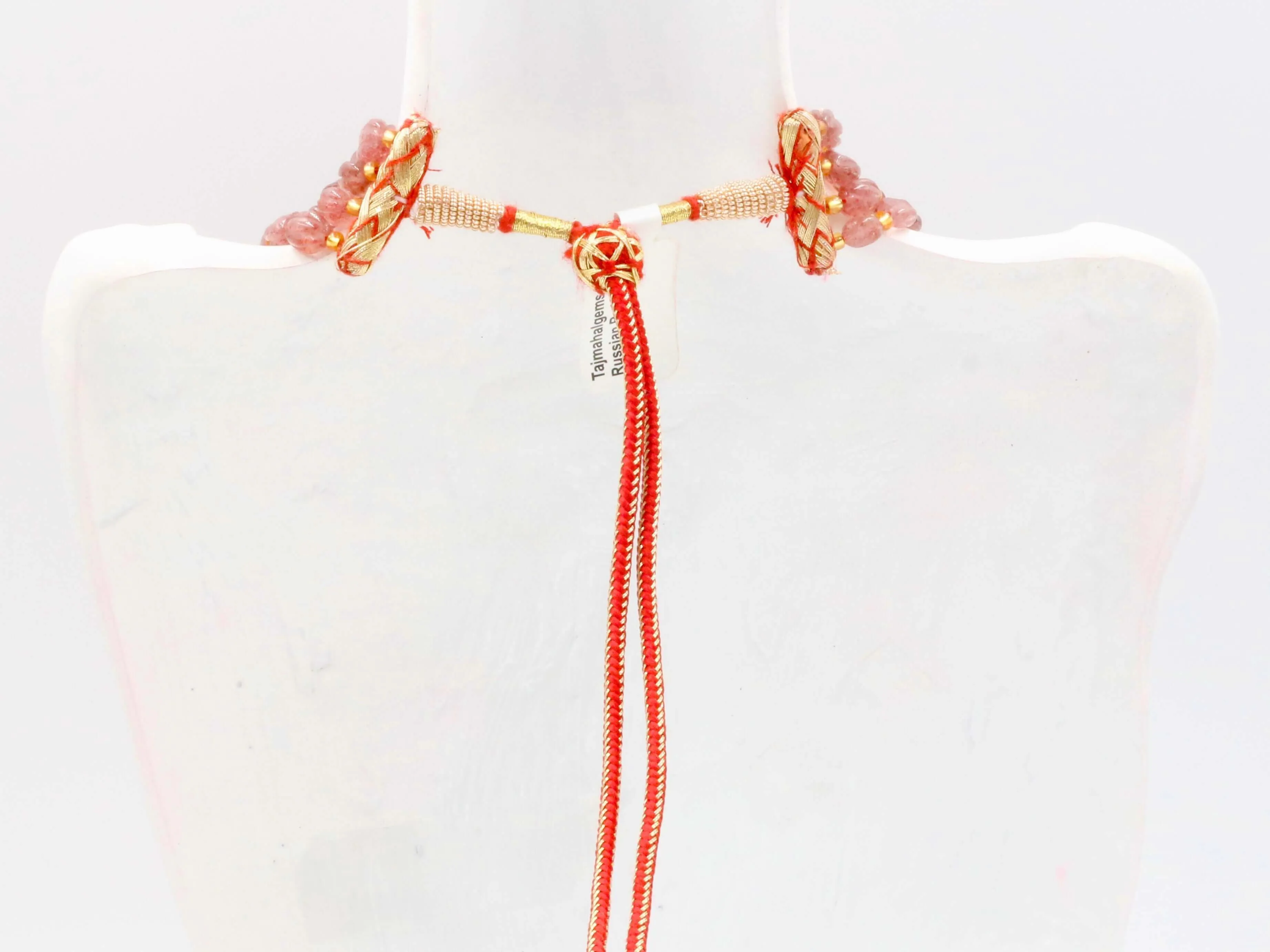 Red Strawberry Quartz Necklace Beaded Gemstone Necklace Russian Ruby Quartz Gemstone Necklace Indian Necklace Sarafa Necklace SKU 6142916